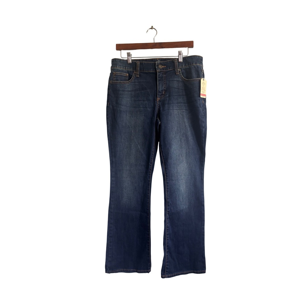 St Johns Bay Womens 12P Dark Wash Bootcut Jeans Mid Rise Stretch Denim New